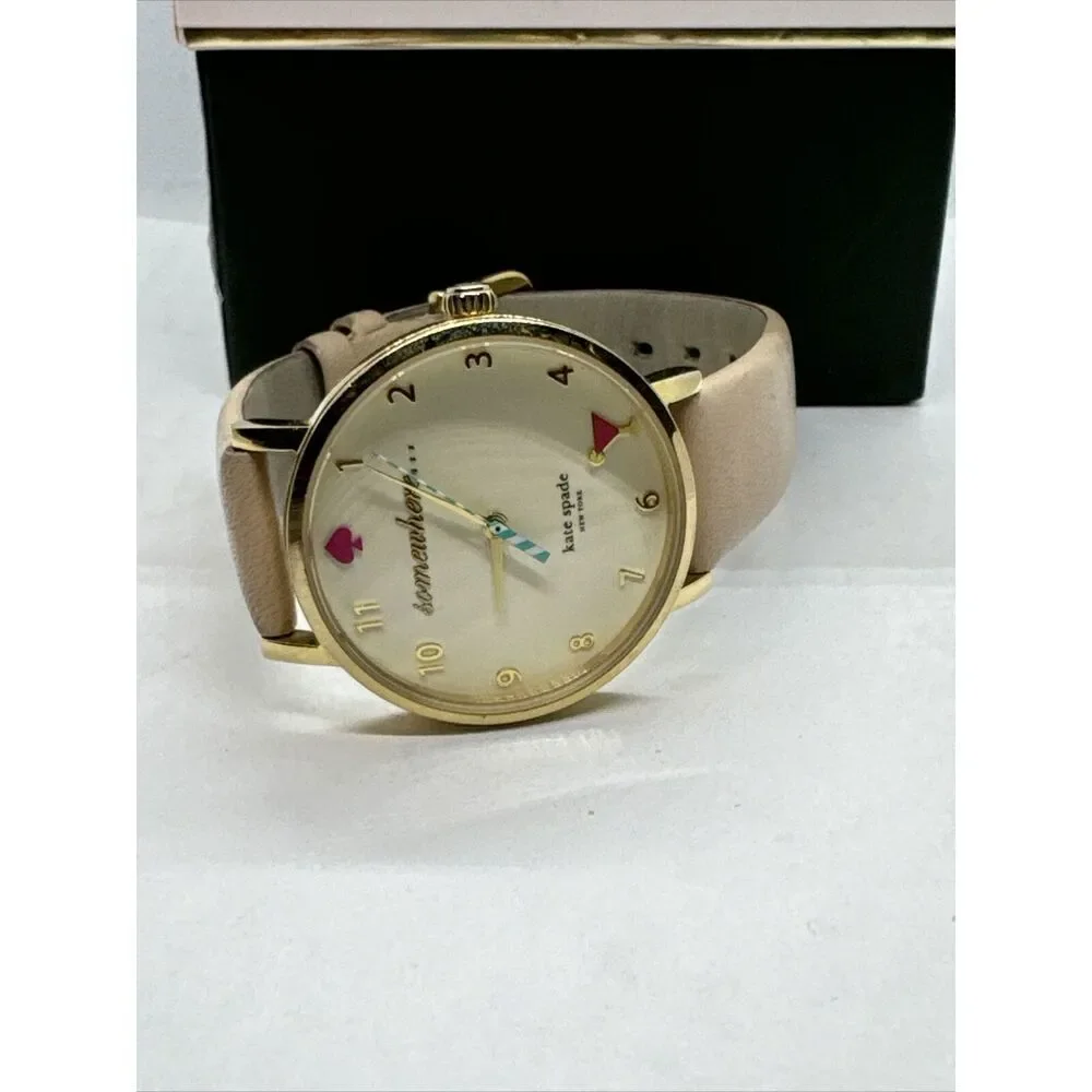 Kate Spade 0484 Women Beige Leather Strap Analog Dial Quartz Wrist Watch JNA135